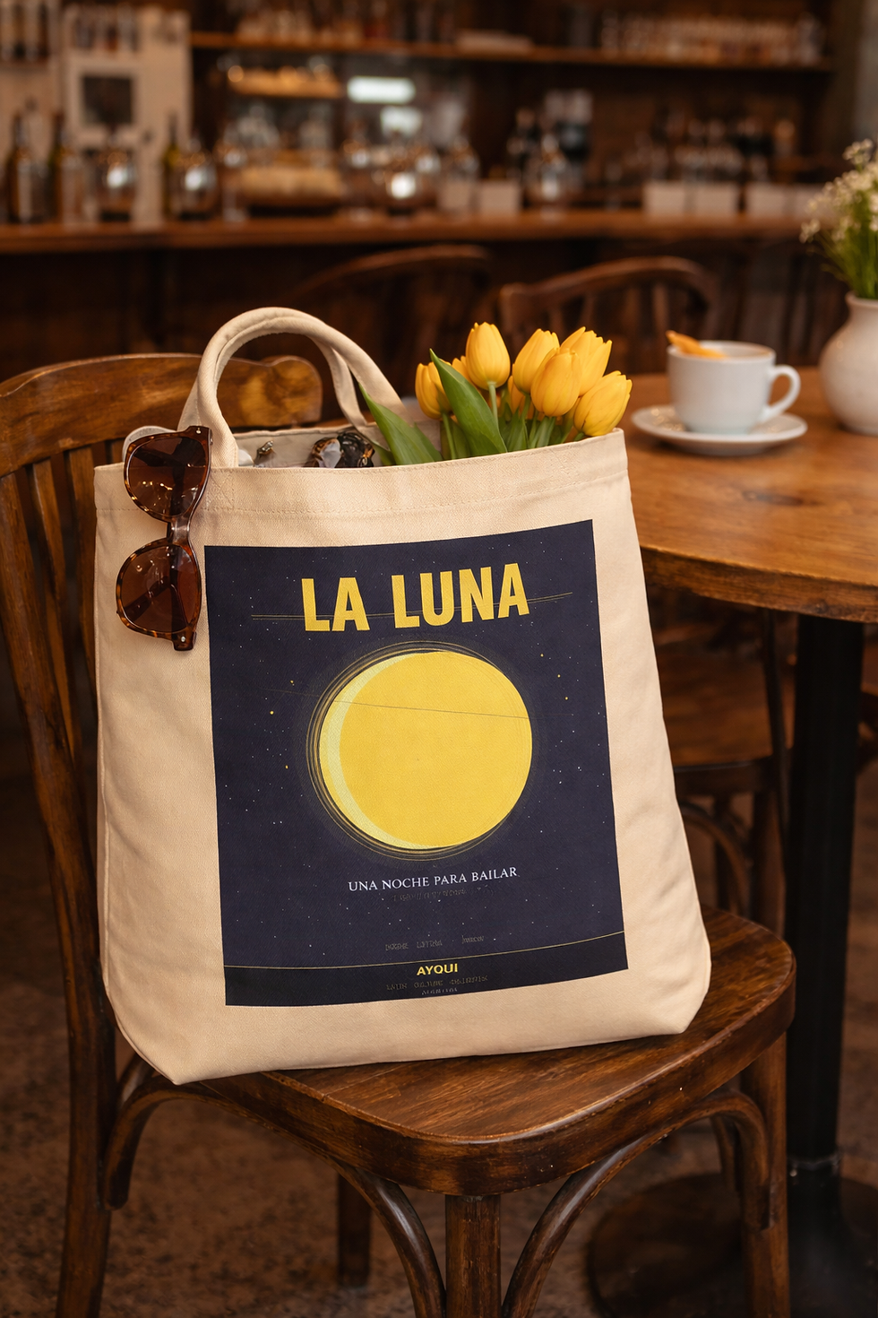Прев'ю: Noche Latina Organic Tote Bag-Latin Culture Collection-Two-Sided Original Art