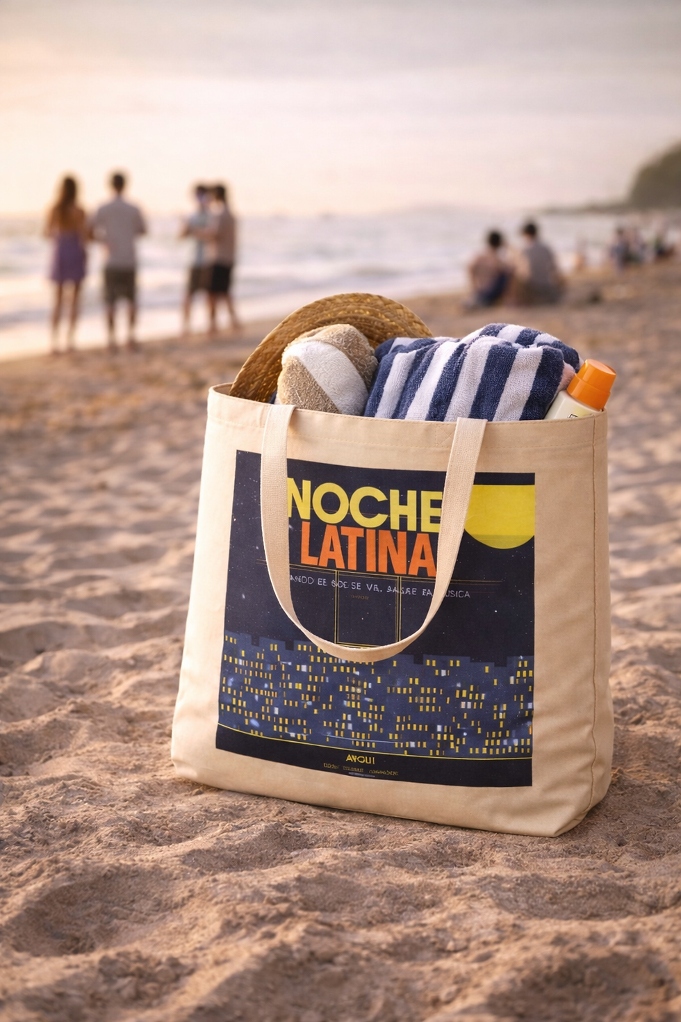 Прев'ю: Noche Latina Organic Tote Bag-Latin Culture Collection-Two-Sided Original Art