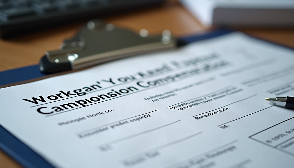 Eye-level view of a Michigan workers' compensation claim form on a desk