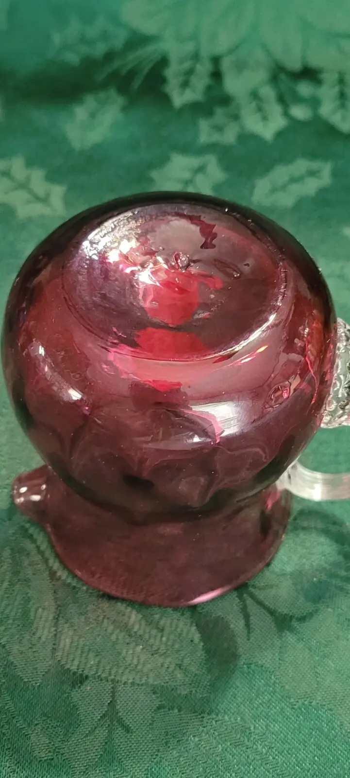 Thumbnail: Vintage Pilgrim cranberry art glass pitcher