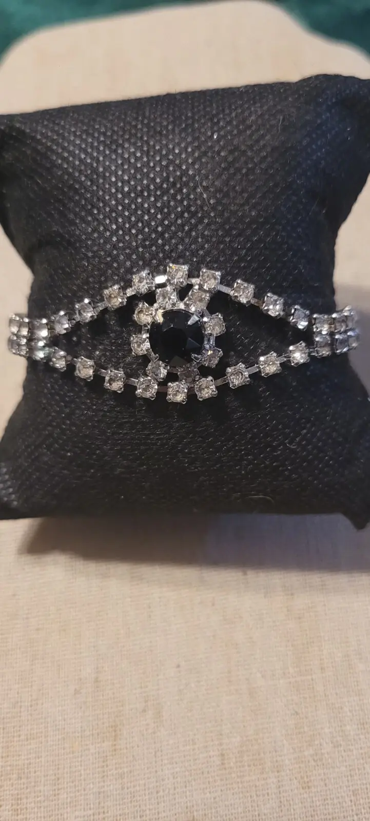 Vintage silver tone eye tennis bracelet