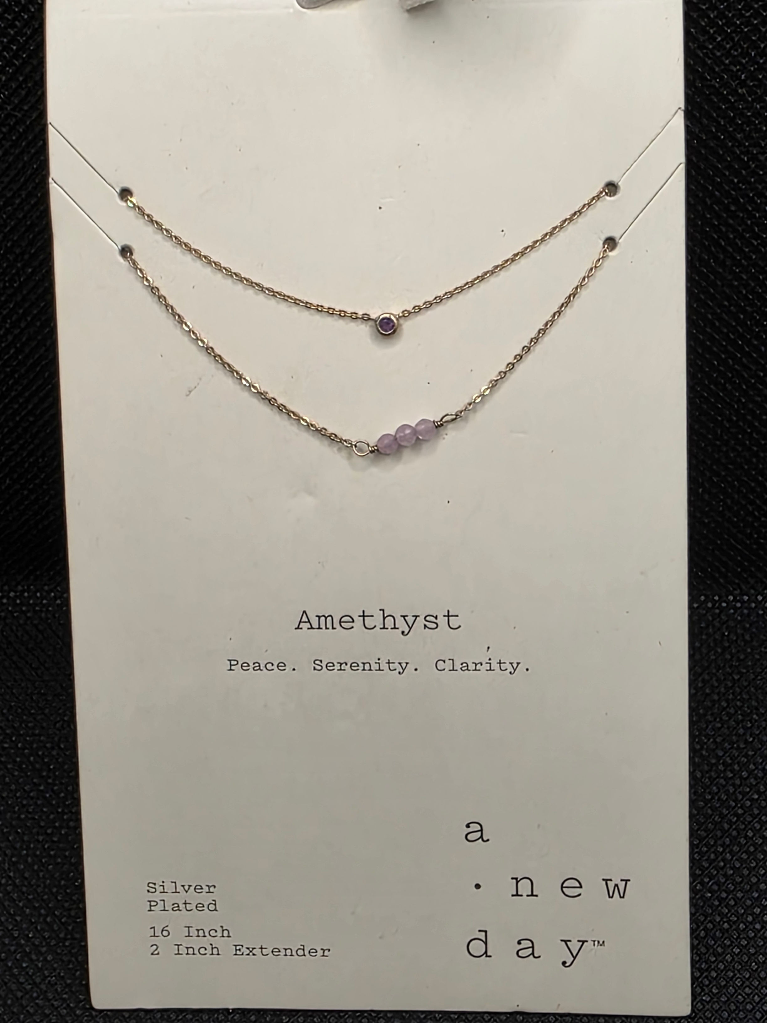 A. New Day Amethyst necklace 16 inch NWT