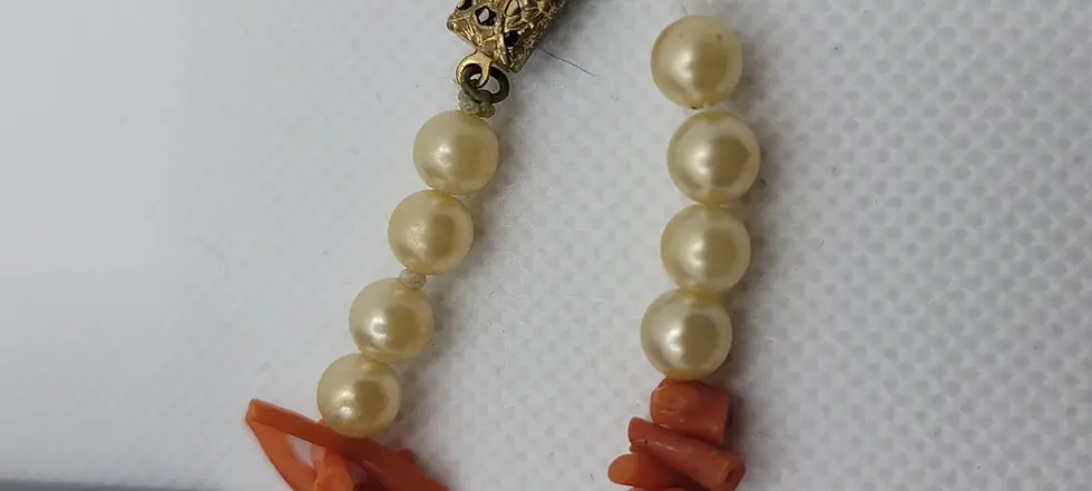 Thumbnail: Coral D'Napoli Red Branch Coral And Pearl Bead Necklace 15.5 Inch