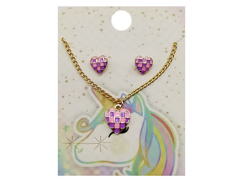 Miniatura: [CON-117-1007] CONJUNTO COLLAR + ARO CORAZONES - 3 COLORES