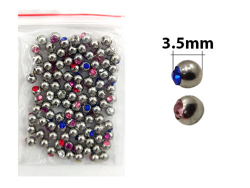 [PIR-80-187] PIERCING REPUESTO BOLITA ACERO CON STRASS 3.5 MM