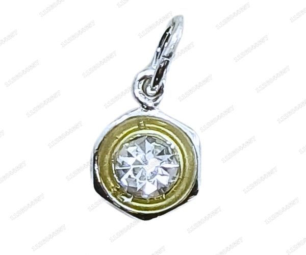 Miniatura: [CON-217-1127] CONJUNTO PLATEADO DIJE STRASS Y CADENA + ESTUCHE