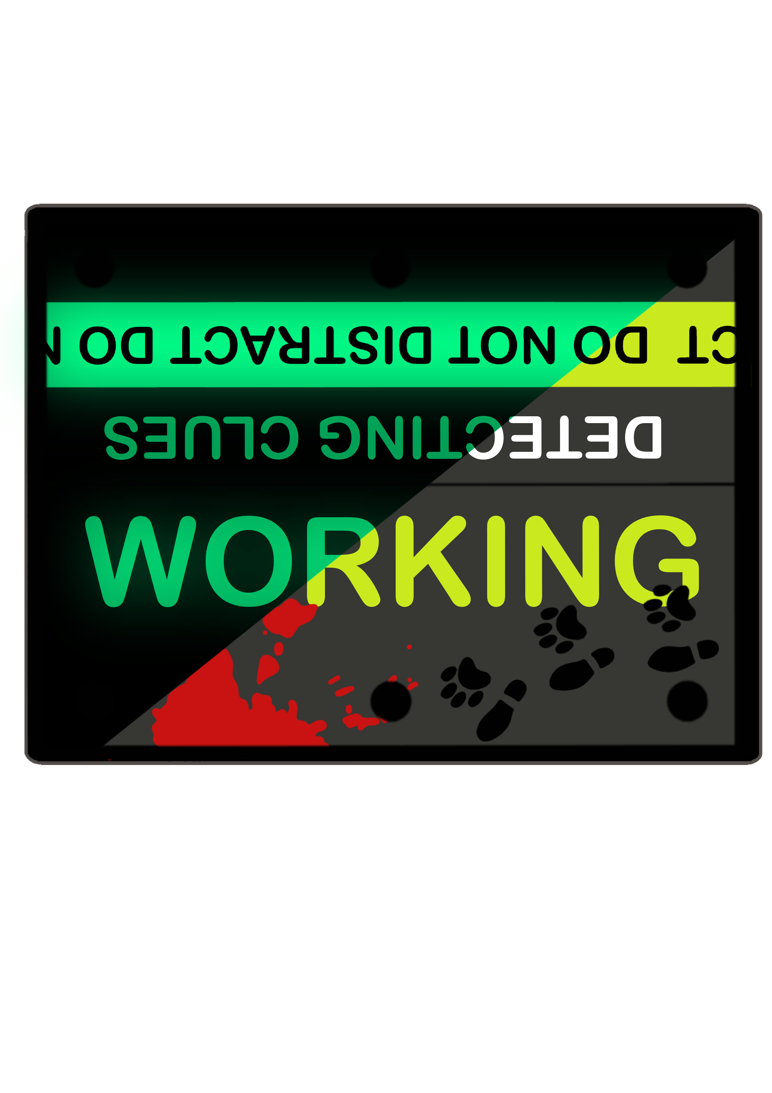 Glow-in-the-dark crime scene leash wrap with caution tape text and red splatters.