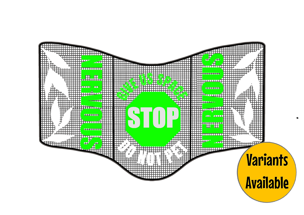 Thumbnail: Black mesh dog vest with green STOP sign, “Nervous” text, leaf detailing, and do not pet warning.