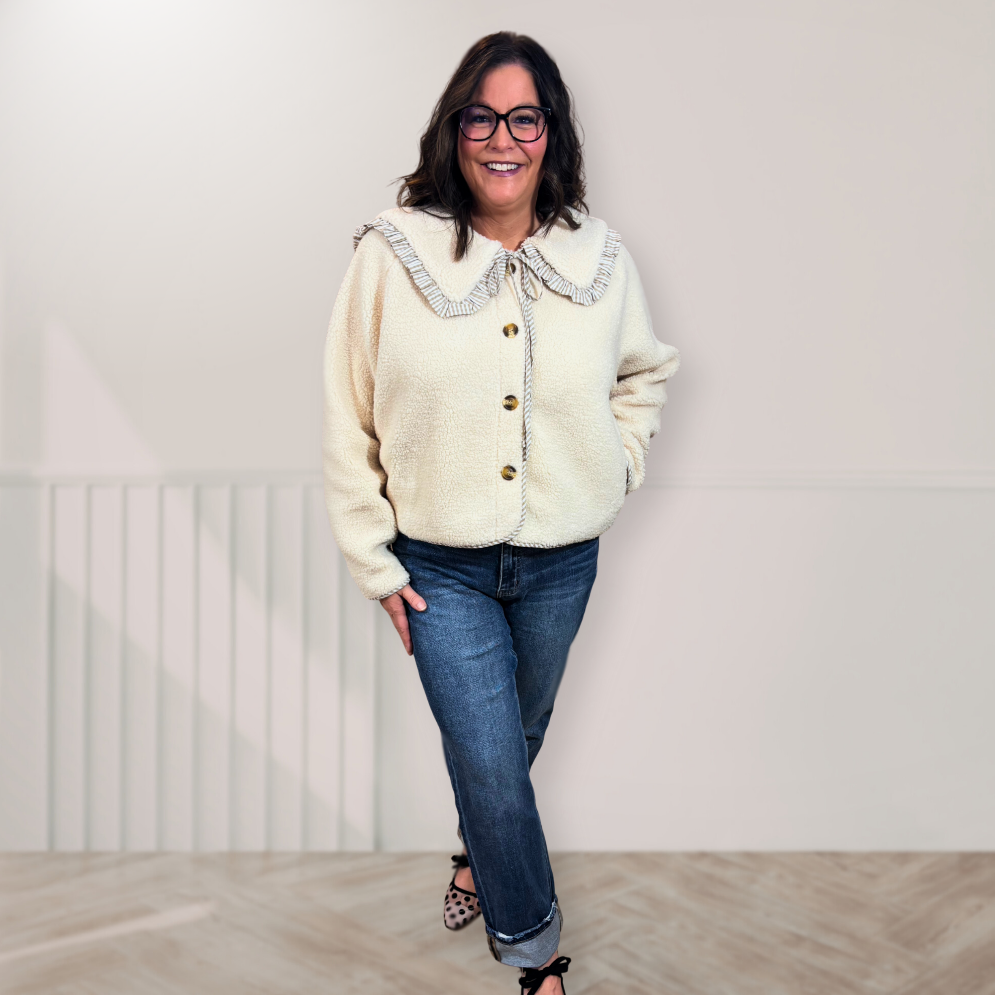 Gingham Ruffle Sherpa