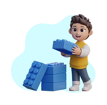 Niño jugando con bloques de construcción azules