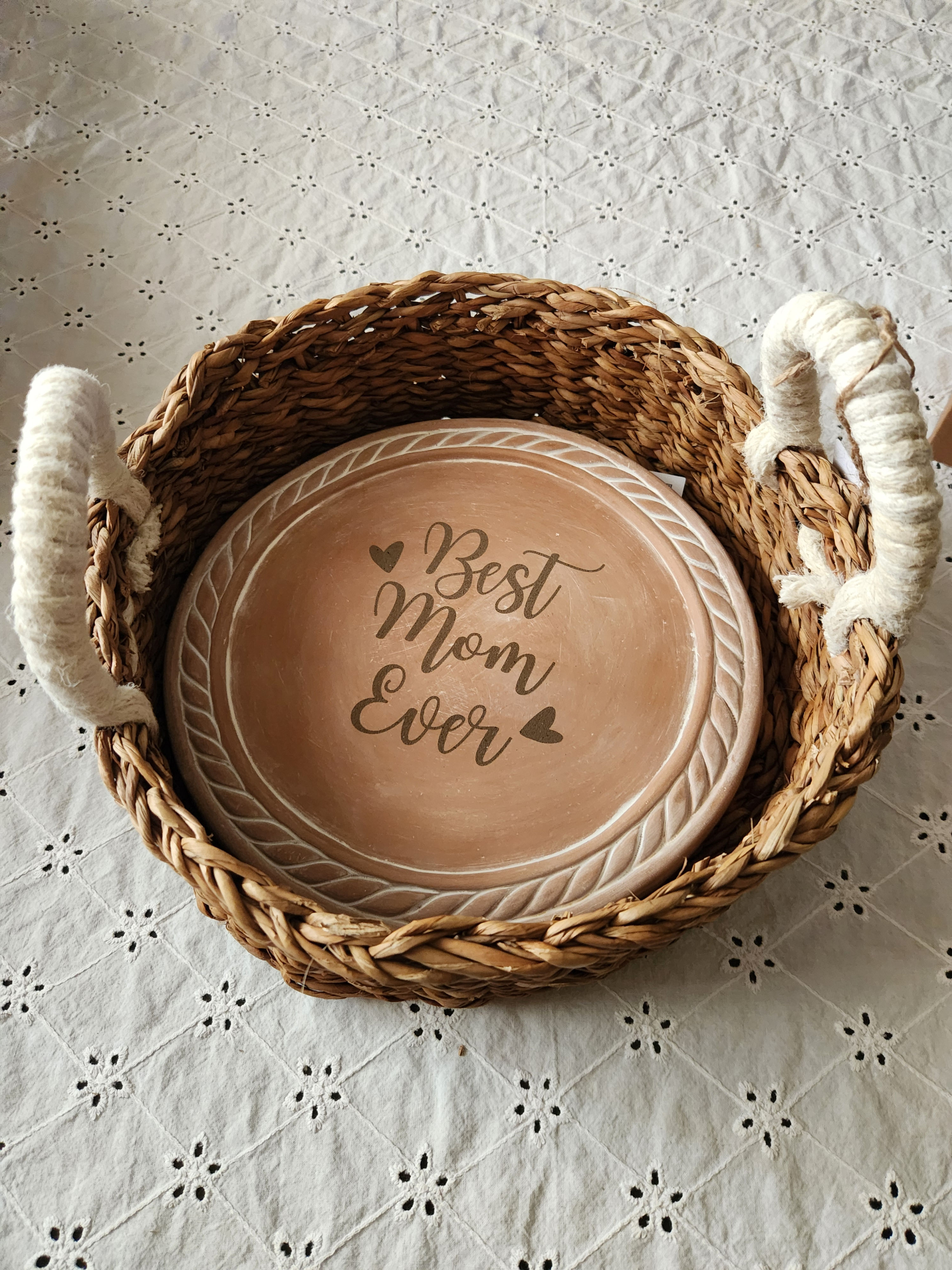 "Best Mom Ever"Terracota Stone bread/tortilla warmer