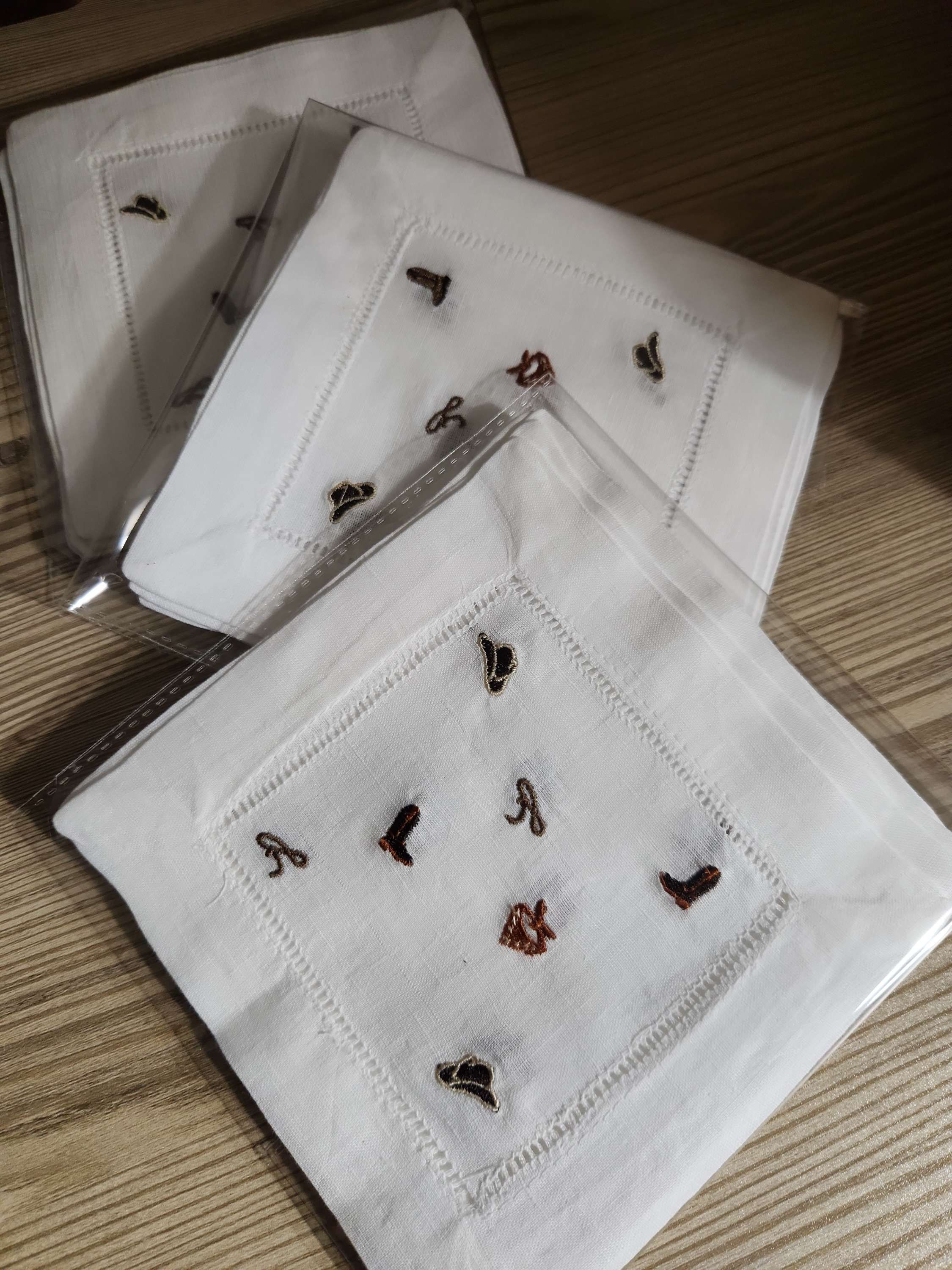 Embroidered Mini Western Designs cocktail napkins