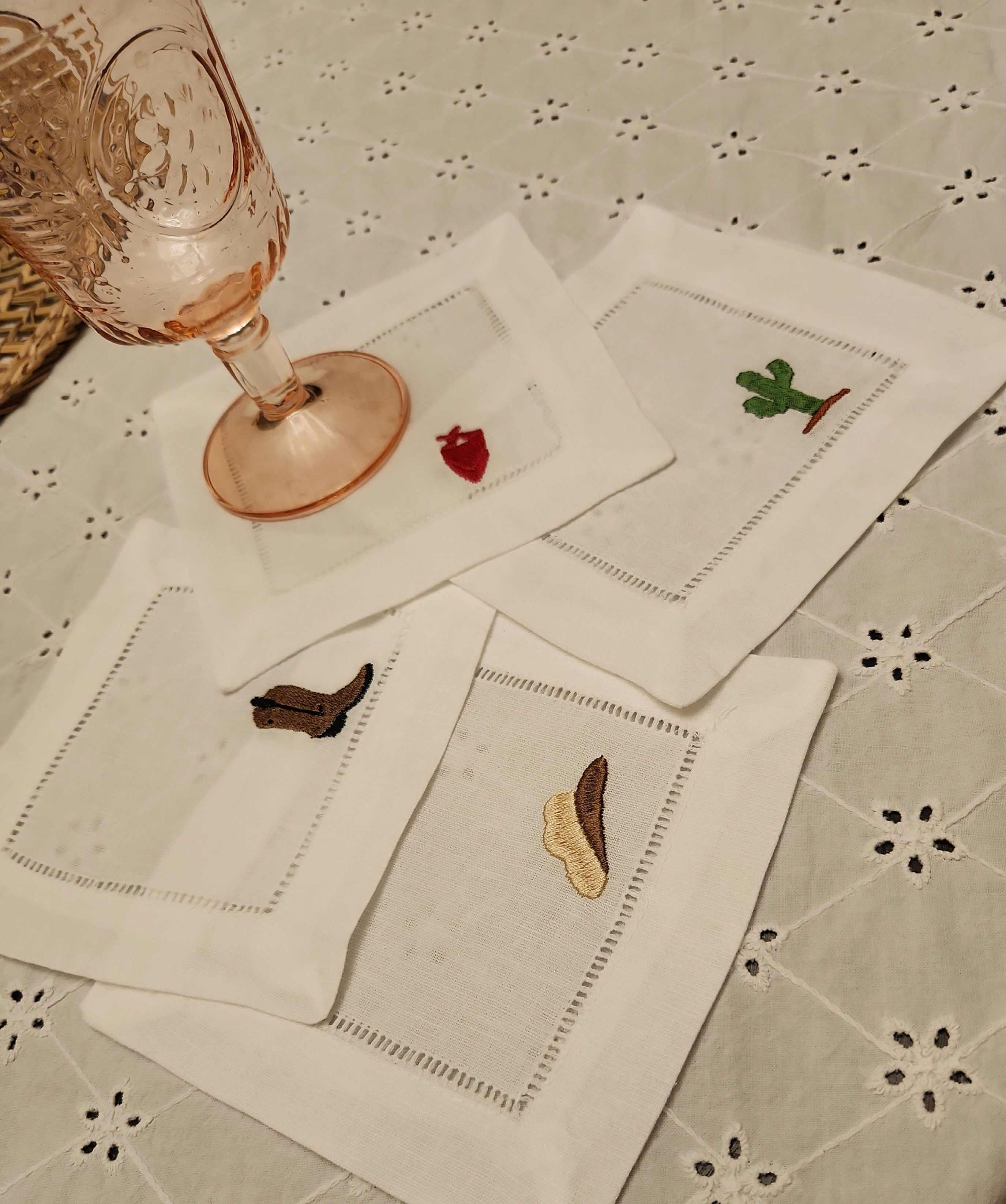 Western Embroidered Cocktail Napkins