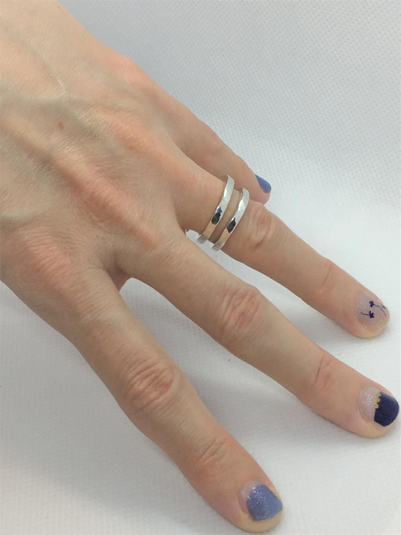 Thumbnail: 925 Solid Sterling Silver Square Ferrara Ring - Bespoke.