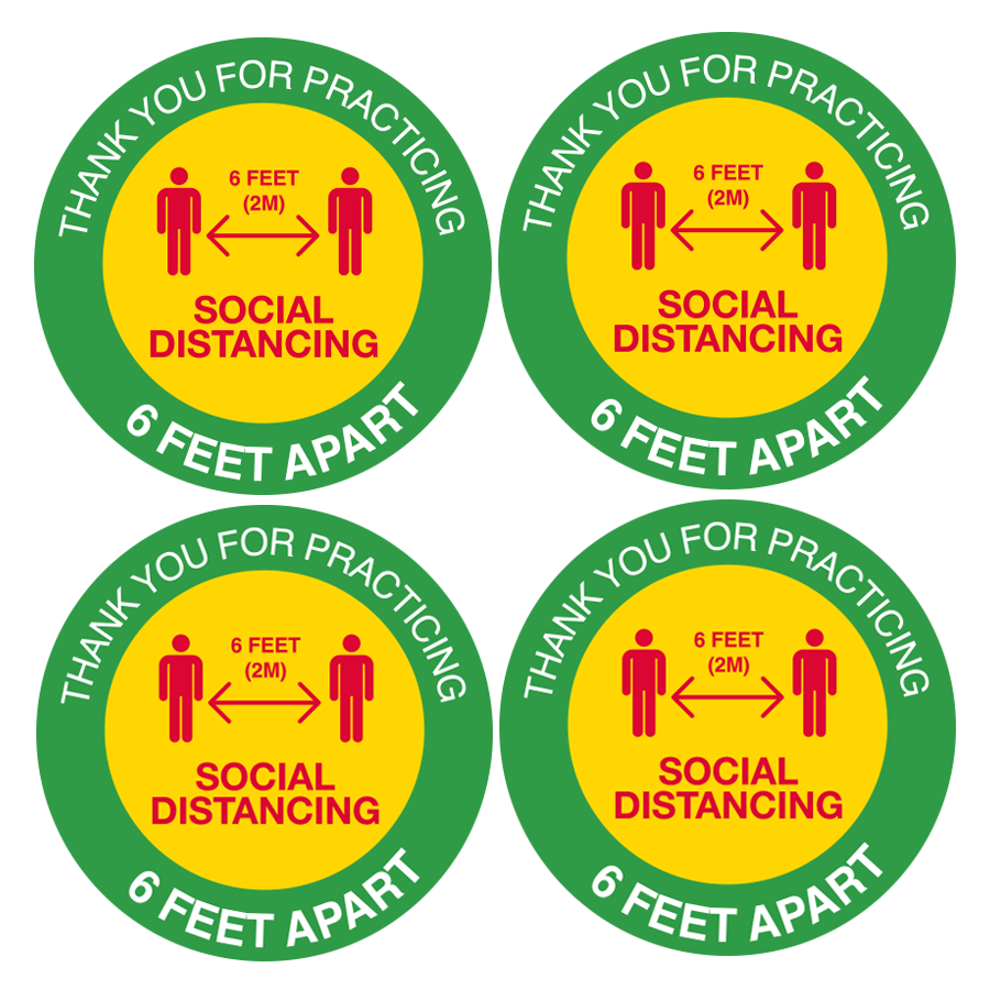 Thumbnail: 4- Pack: 6ft Apart- 10" Circular Floor Decals