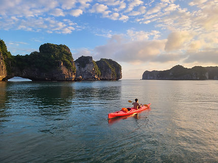kayaking cat ba lan ha bay halong bay sunset