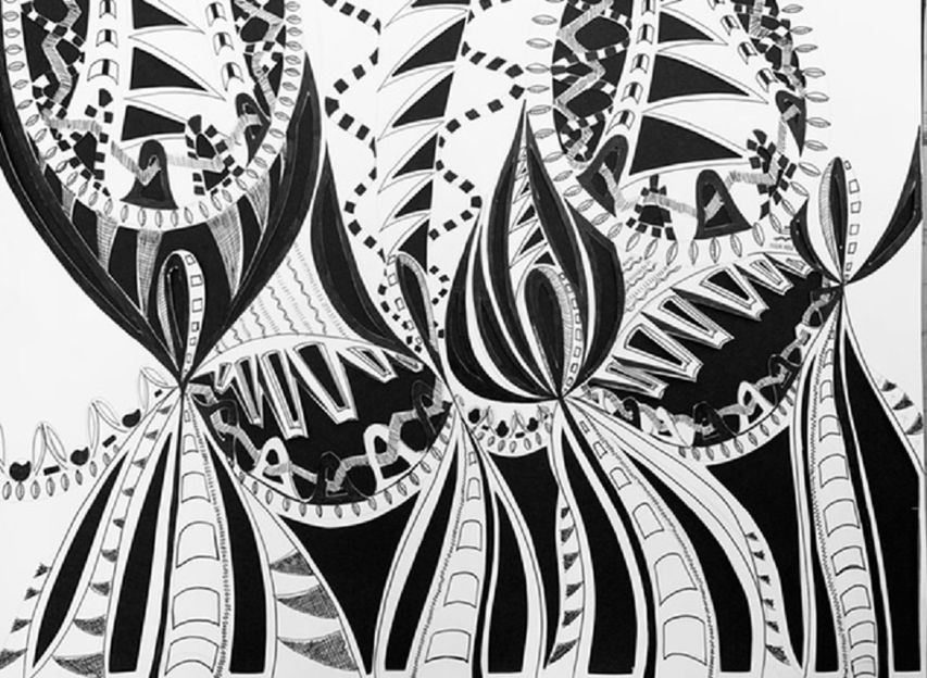 Abstract artwork using black and white by artist Zerric Clinton
