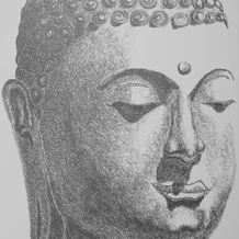 Serene Buddha portrait, peaceful expression