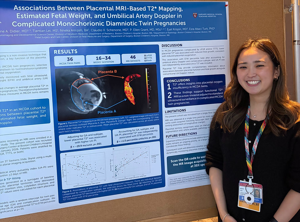 Aryn Lee, Clinical Research Assistant: “Associations Between Placental Magnetic Resonance Imaging-Based T2* Mapping, Estimated Fetal Weight, and Umbilical Artery Doppler in Complicated Monochorionic-Diamniotic Twin Pregnancies"