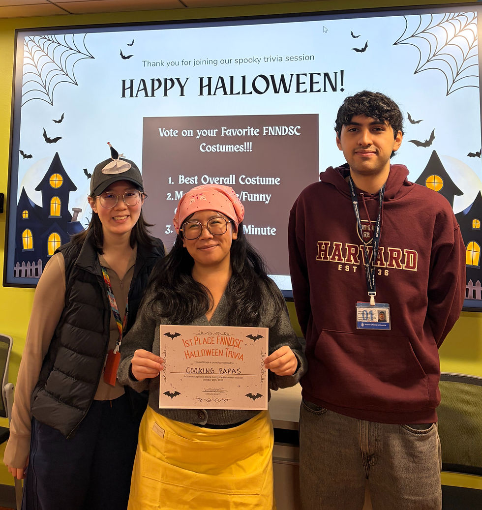 Our Halloween Trivia winners: 1st place for the "The Cooking Papas" including Tiantian Lei, Sofie Chung, and Carlos Martinez!