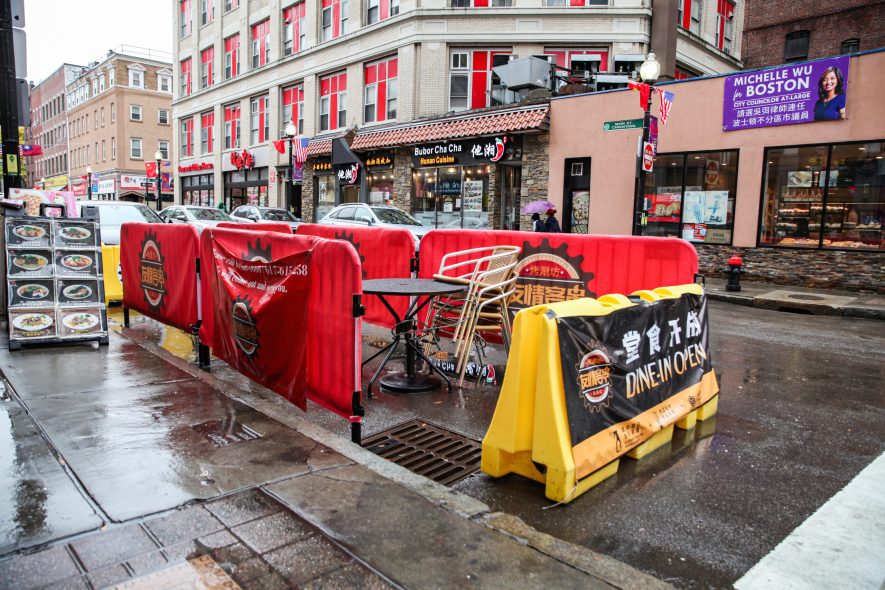 An outdoor dining area extension onto Beach Street. (Photo courtesy of Hongyu Liu)