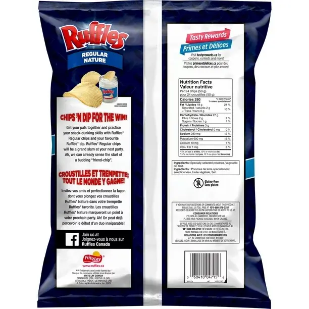 Miniature : Chips de pommes de terre régulières Ruffles, 350 g
