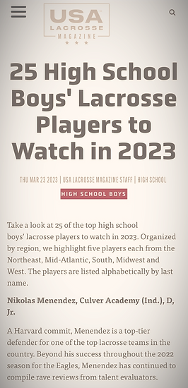 USA Lacrosse Magazine - 25 HS Players To Watch in 2023 (March 2023)