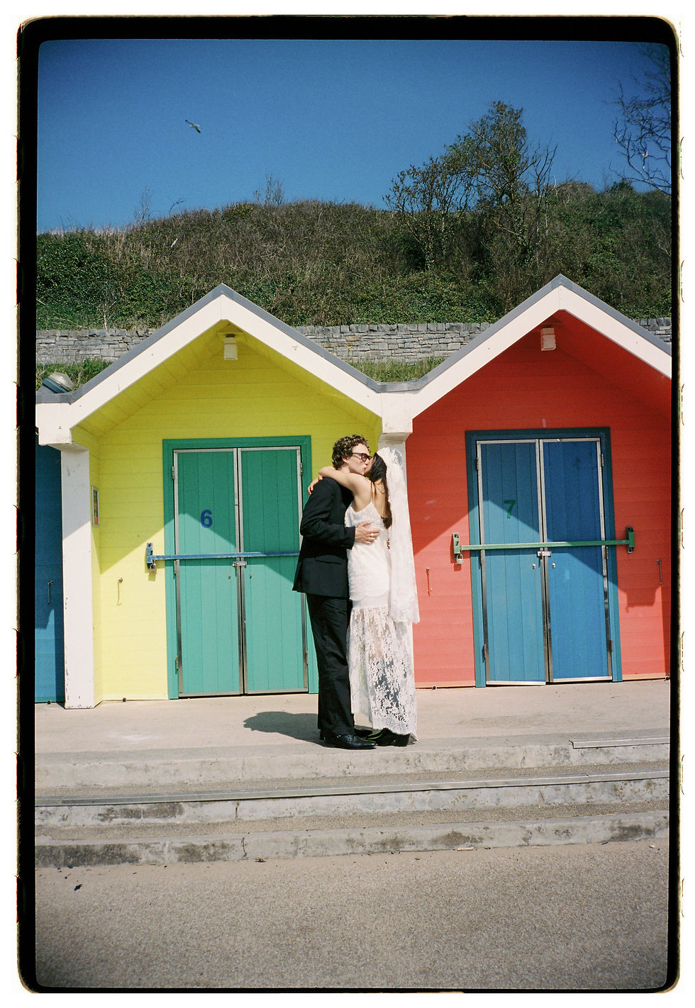 Couple session in Barry Island on 35mm film, Caroline Marchante wedding photographer