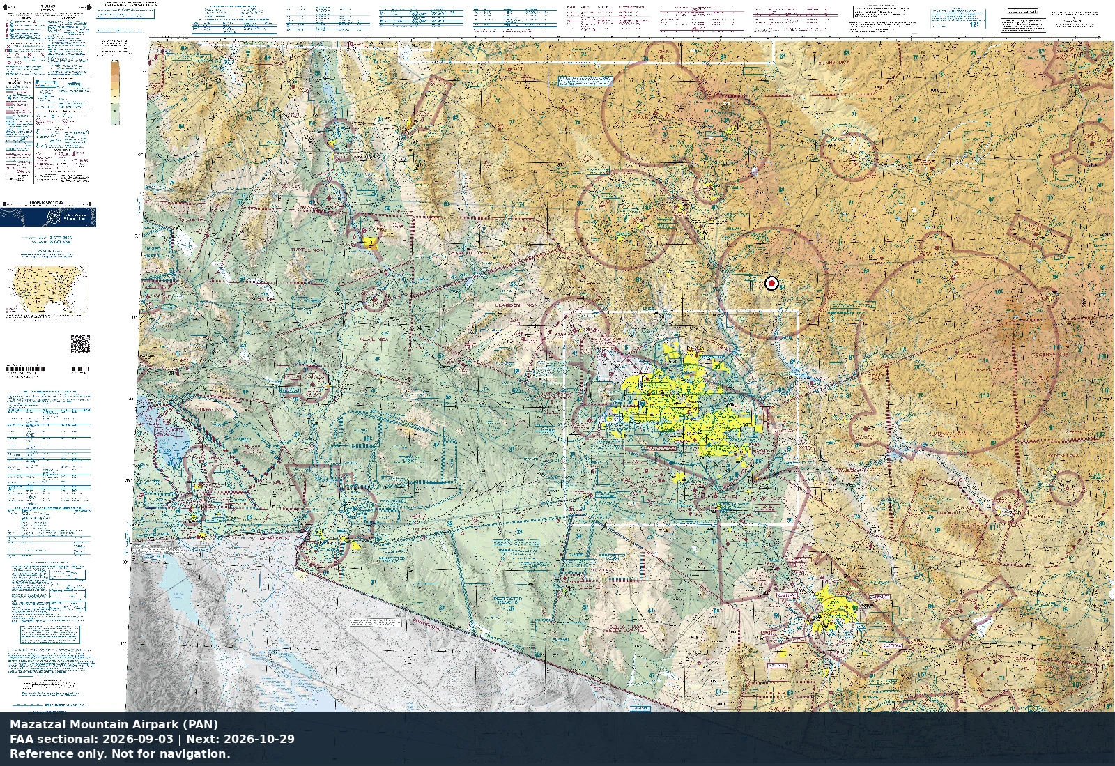 Mazatzal Mountain Airpark: Phoenix regional sectional. Not for navigation.