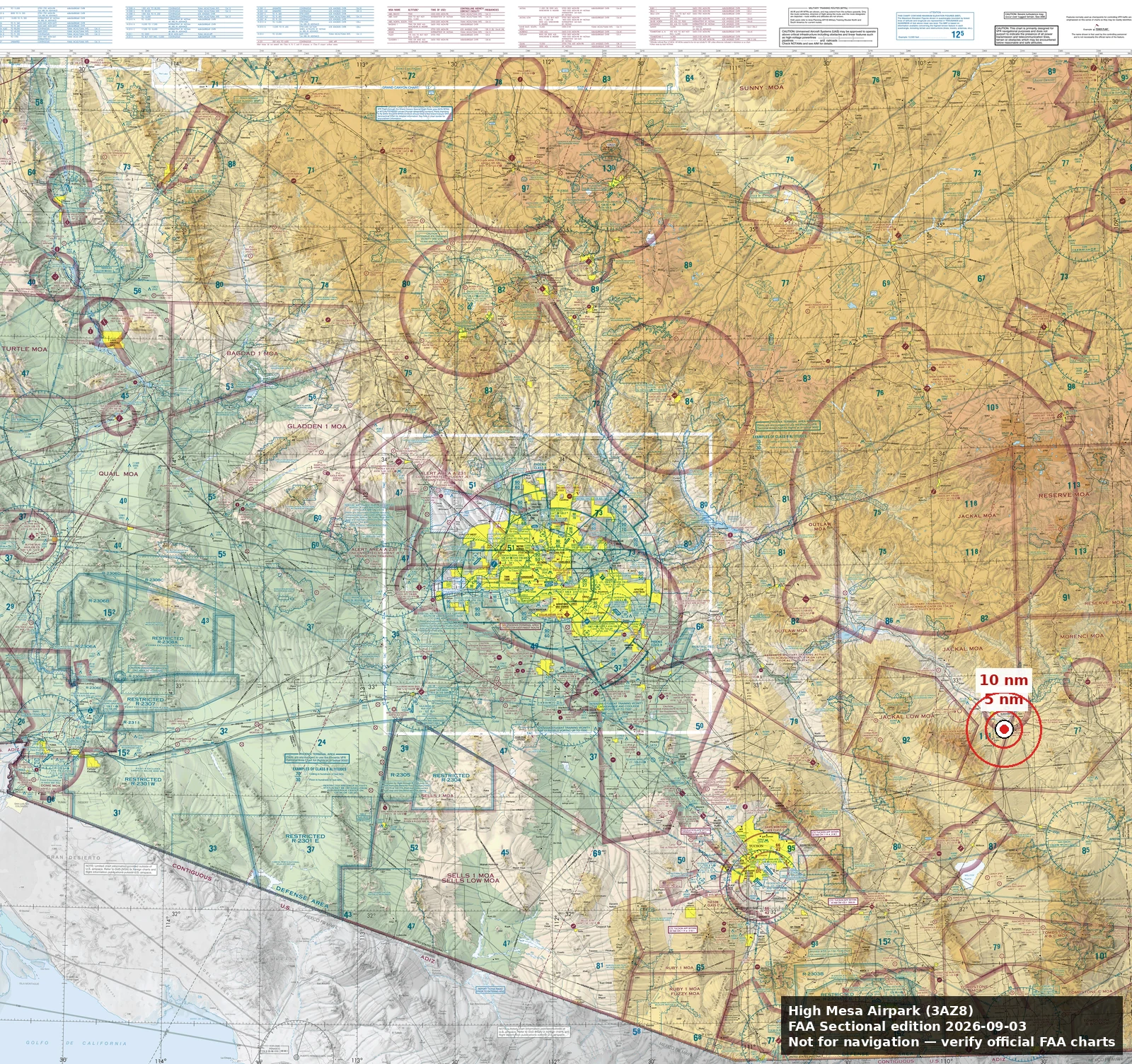 High Mesa Airpark: sectional reference. Not for navigation.