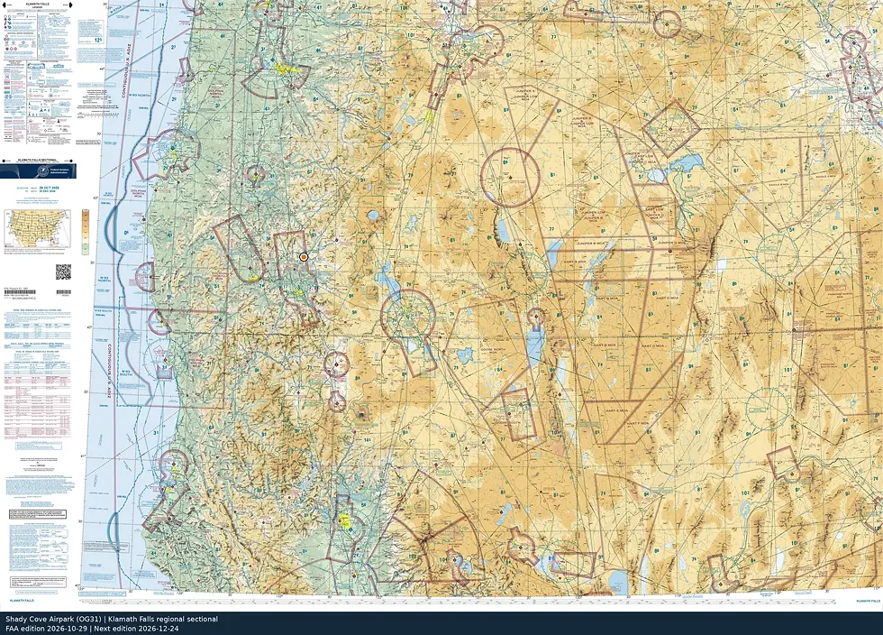 Klamath Falls sectional regional reference view. Not for navigation.