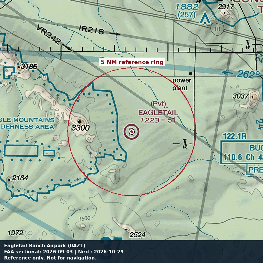 Eagletail Ranch: 5 NM chart reference. Not for navigation.