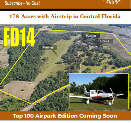 Cover of Aviation Real Estate Magazine, August 2025 edition, featuring Paniola Sky Ranch in Central Florida with private runway, lush landscape, and aviation estate highlights.
