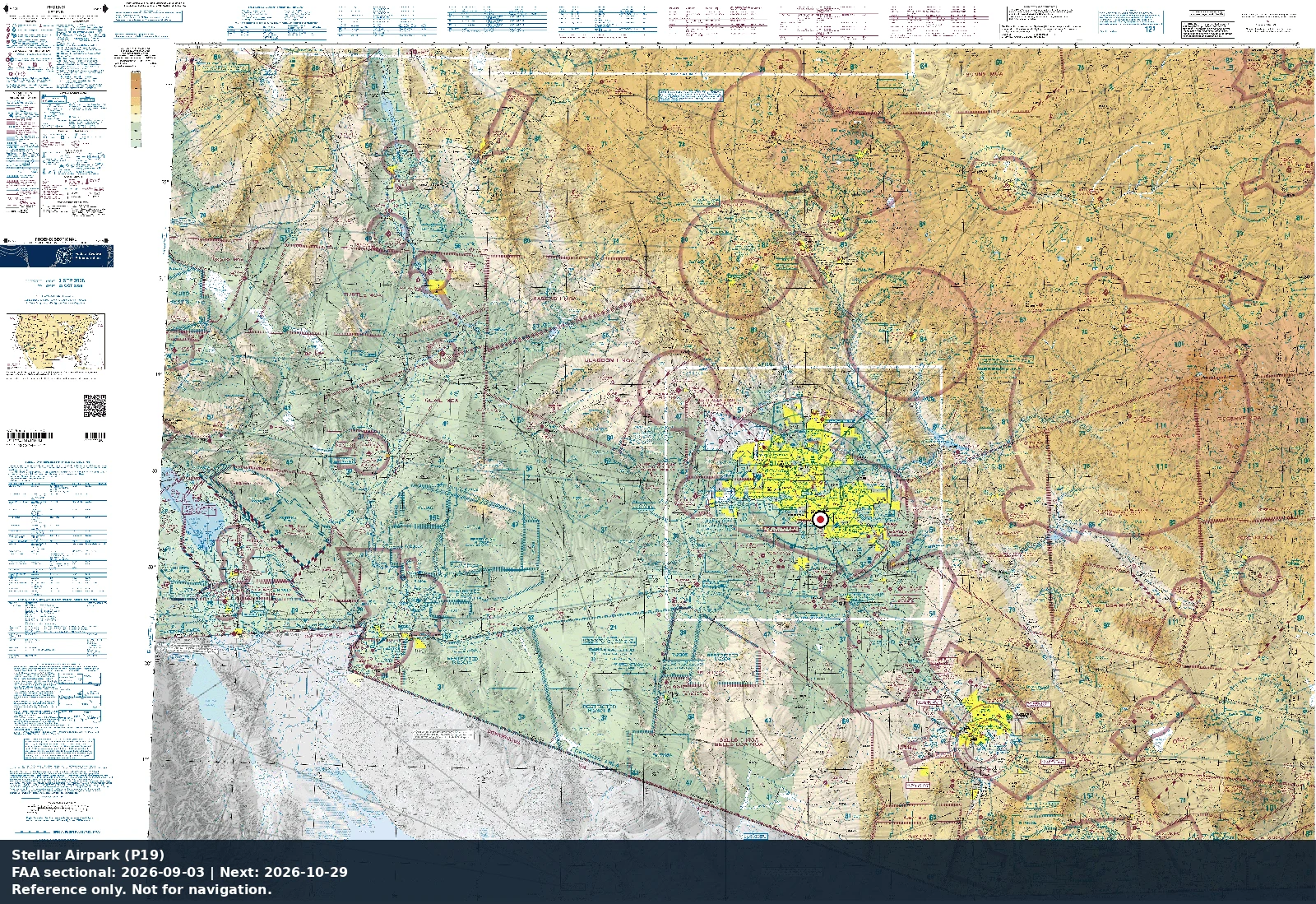 Stellar Airpark: Phoenix regional sectional. Not for navigation.