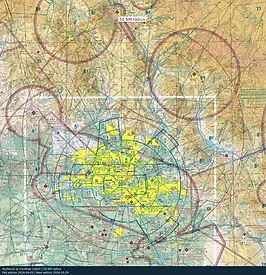 FAA sectional reference with a 50 nautical mile radius. Not for navigation.