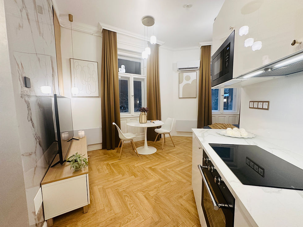 Eye-level view of a beautifully renovated living room
