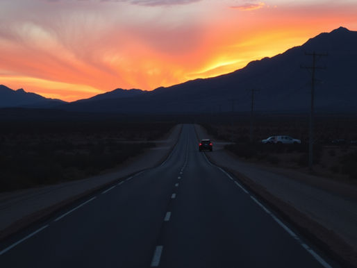 Narrow road at sunset representing God's guidance and redemption