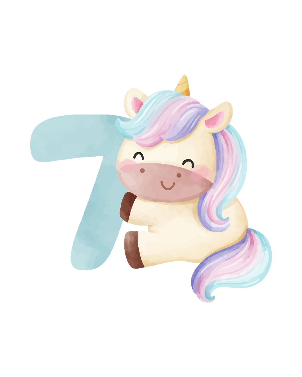 Miniatura: DTF / TRANSFER NUMEROS UNICORNIO ACUARELA (2)