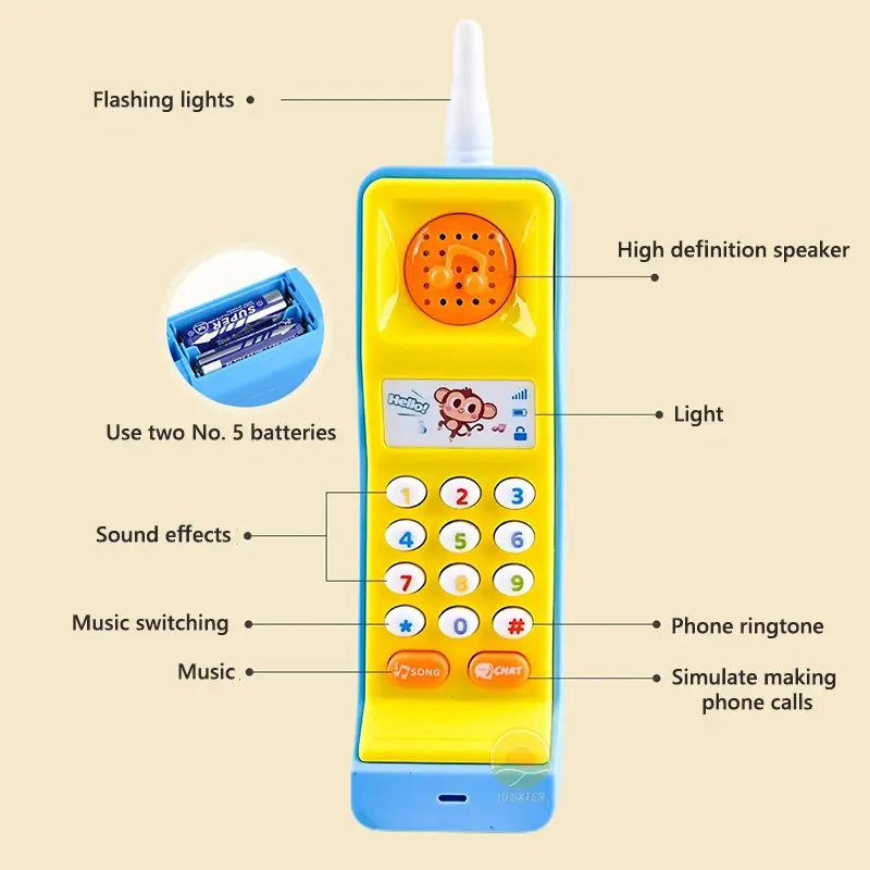 Thumbnail: Child's musical electronic toy phone with flashing lights and sound effects