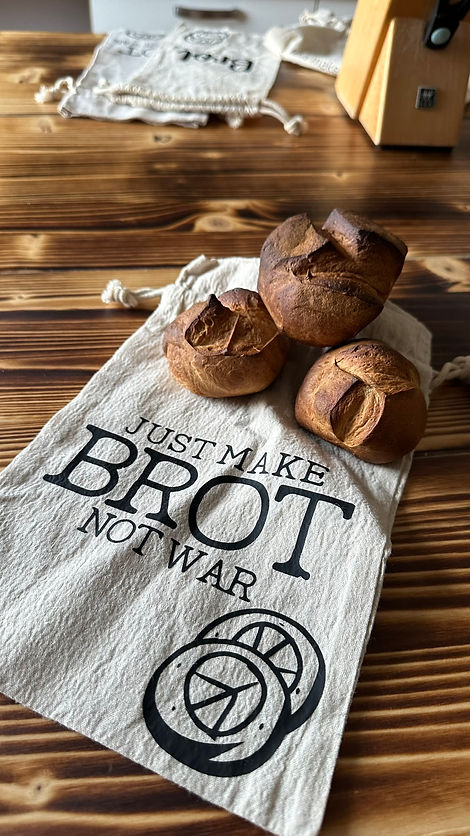 Brotbeutel leinen oder baumwolle mit text