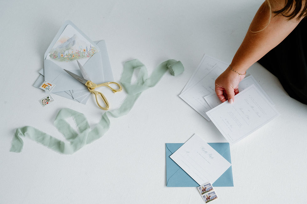 Flat lay branding photoshoot for Maree Paper Studio captured by Amelia Island photographer Christina Waters