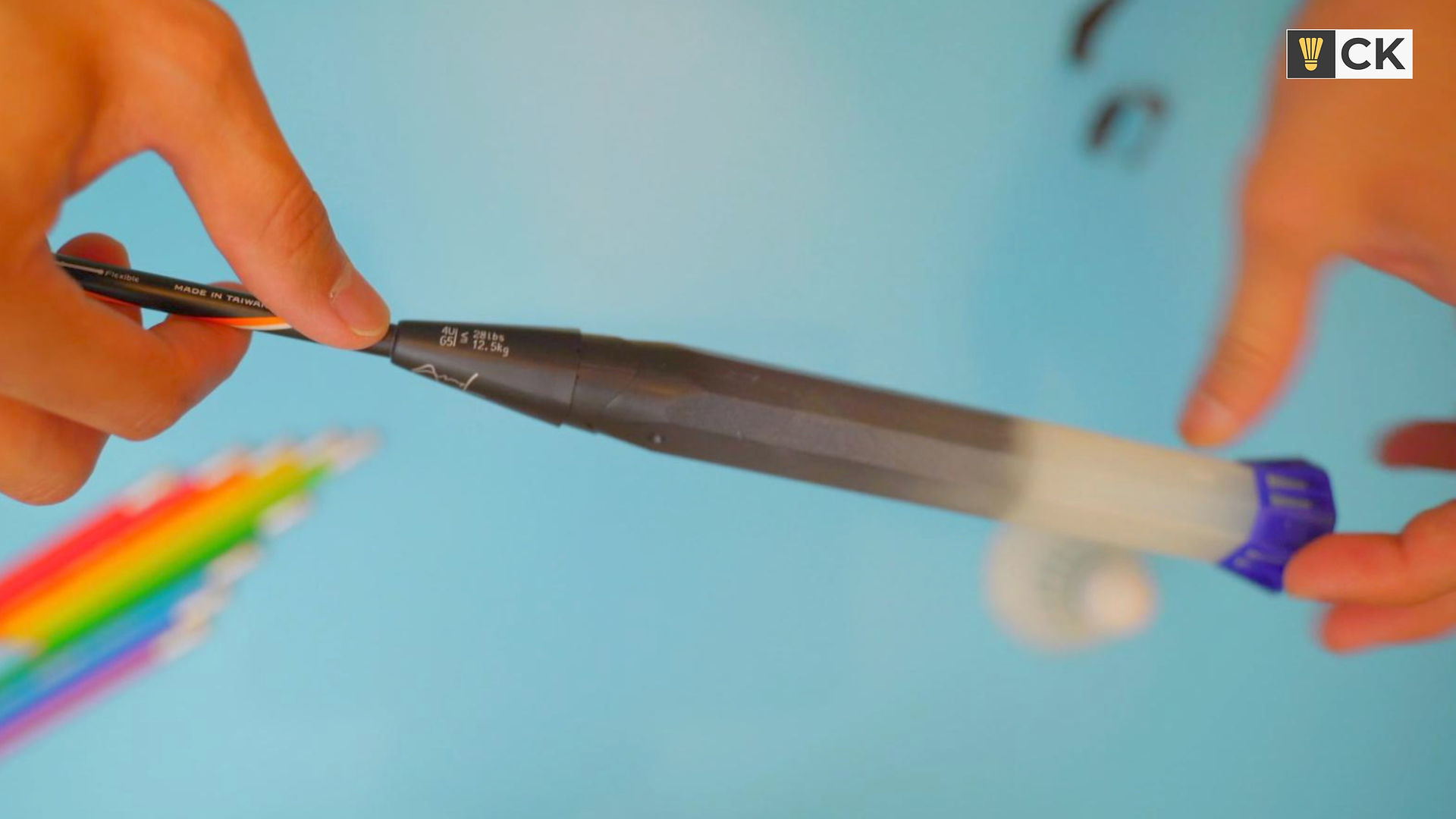 Wooden Handle on a badminton racket