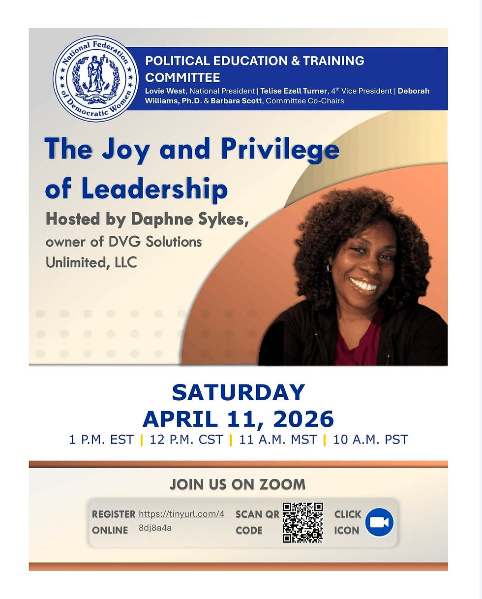 National Federation of Democratic Women Training: The Joy and Privilege of Leadership