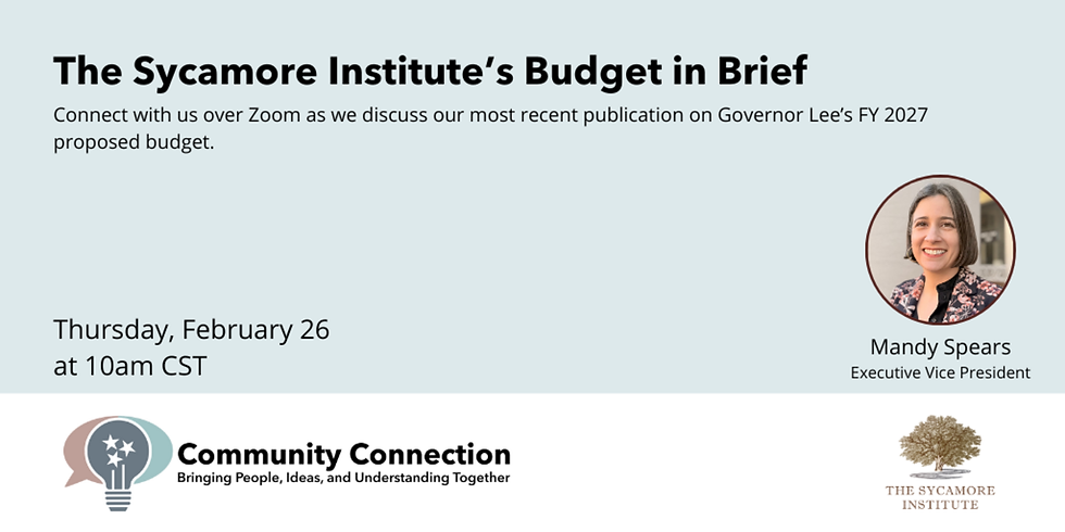 Sycamore Institute - Community Connection: FY 27 Budget in Brief