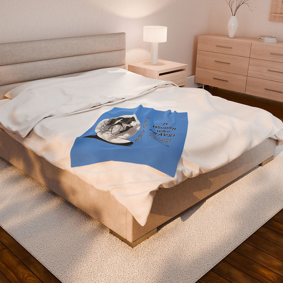 Thumbnail: Blue BAWwPs Prayer-Themed Velveteen Plush Blanket,