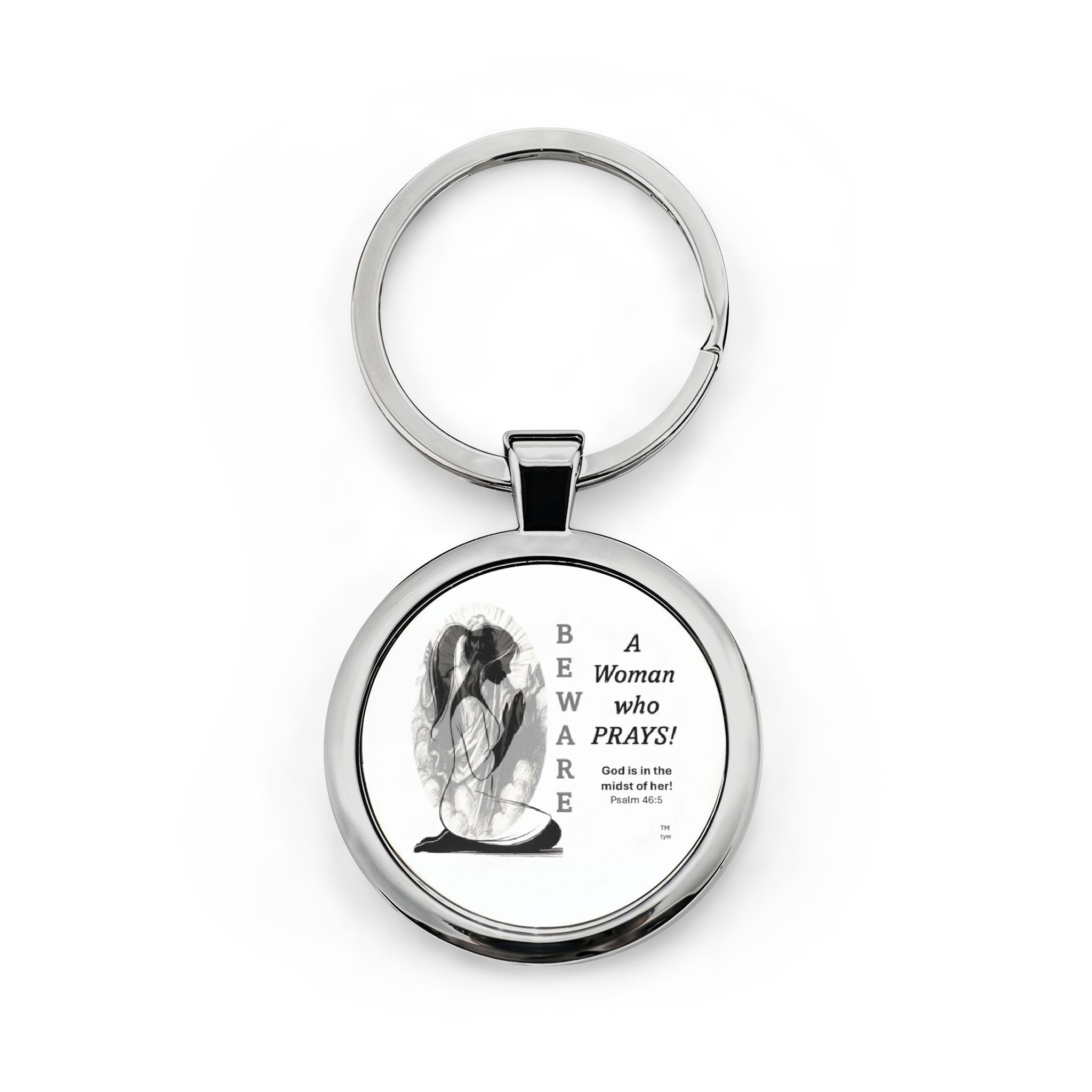 Praying Woman Inspirational Stainless Steel Keychain