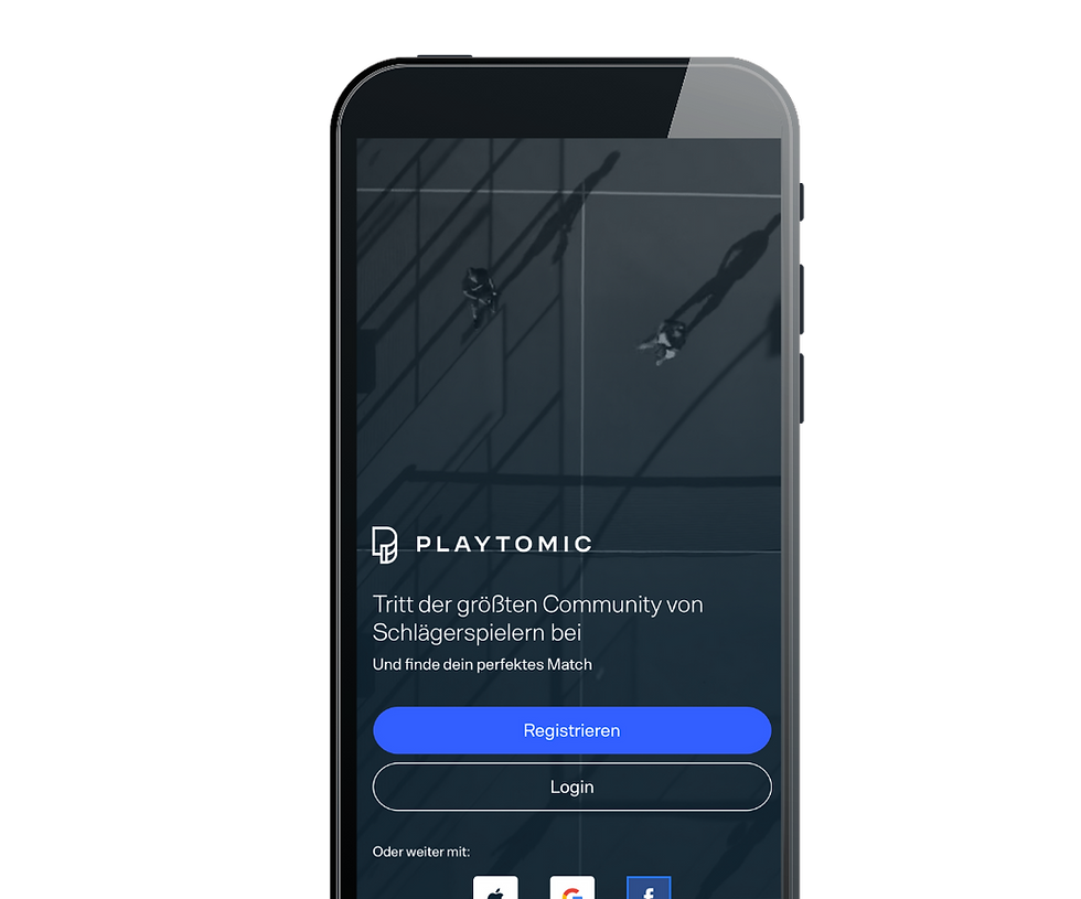 Mobiltelefon mit Playtomic-App