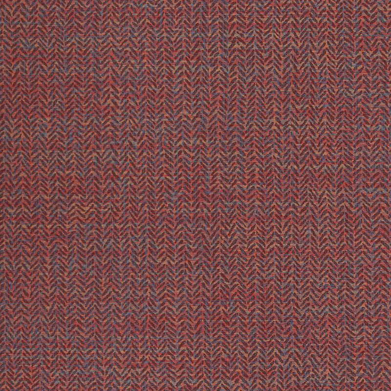 Woven red with hinds of yellow and blue chevron style wallcovering