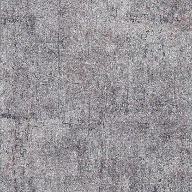 Grey wallcovering with a weathered plaster-inspired texture and soft layered tonal detailing.