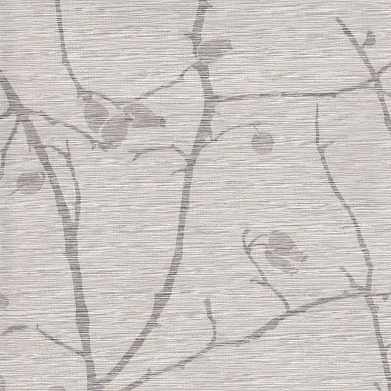 Gray branches with small leaves on a light gray background.